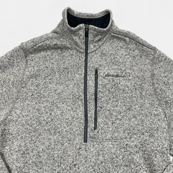 Eddie Bauer Gray 1/4 Zip Fleece Pullover Sweater Men's Large Tall LT - Picture 4 of 9